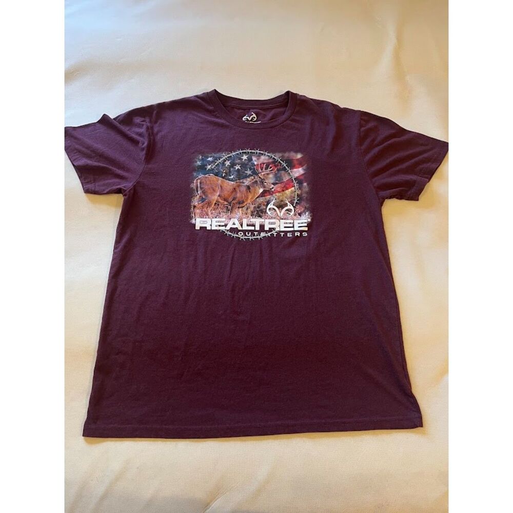 Realtree Outfitters American Flag Deer T-Shirt Size Large